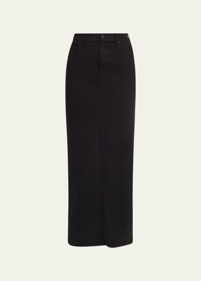 Shop Mother The Flagpole Denim Maxi Skirt In Pitch