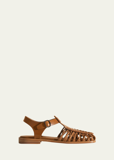 Shop Hereu Alaro Caged Leather Sandals In Camel