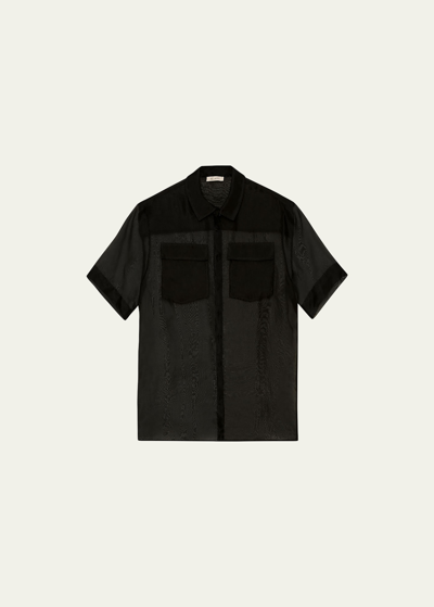 Shop St Agni Sheer Button-front Shirt In Black
