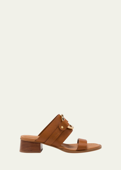 Shop See By Chloé Hana Leather Ring Slide Sandals In Tan