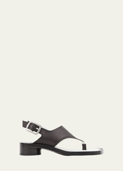Shop Mm6 Maison Margiela Leather Thong Slingback Sandals In Black