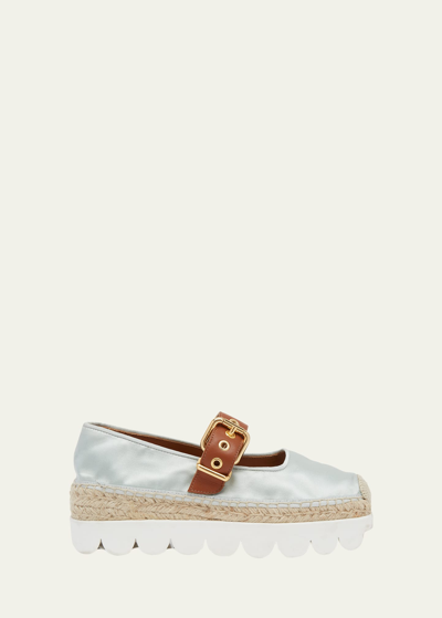 Shop Marni Cotton Mary Jane Espadrilles In Mineral Ice