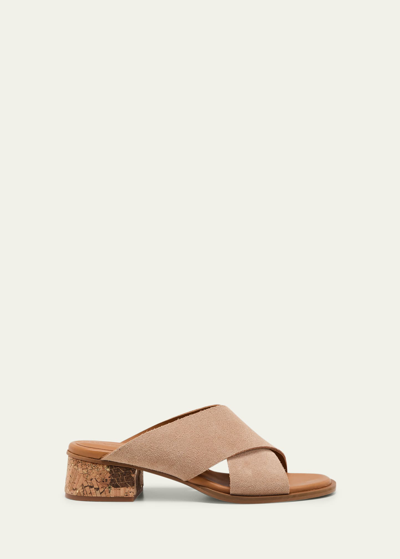 Shop See By Chloé Liana Suede Crisscross Slide Sandals In Nude