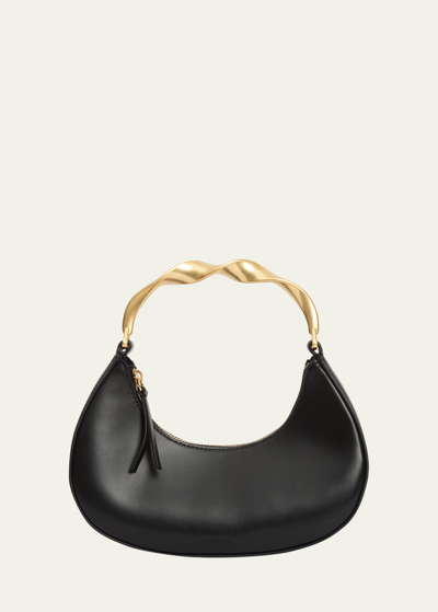Shop Simkhai Nixi Twist Leather Top-handle Bag In Sierra