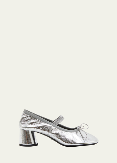 Shop Proenza Schouler Glove Metallic Mary Jane Ballerina Pumps In Silver