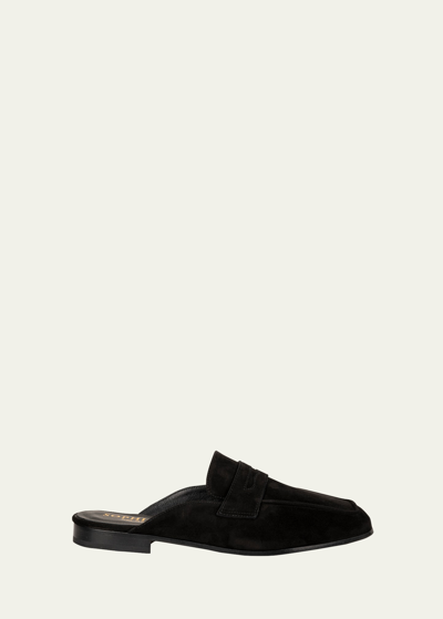 Shop Sophique Riviera Suede Penny Loafer Mules In Black