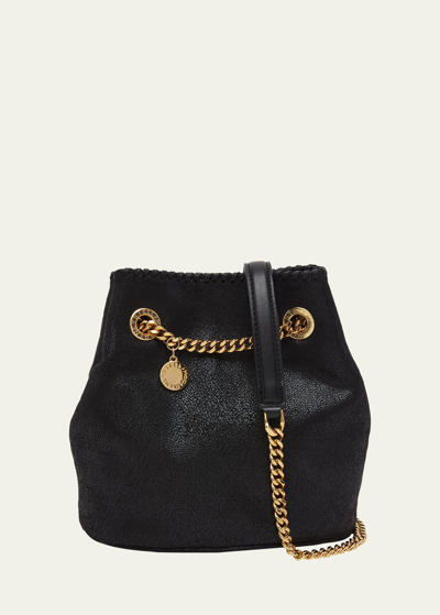 Shop Stella Mccartney Falabella Vegan Leather Chain Bucket Bag In Black