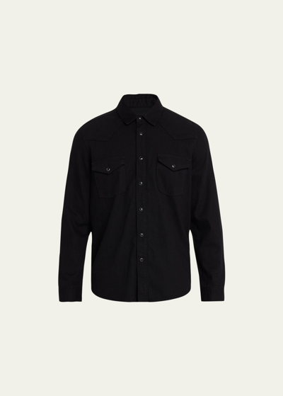Shop Frame Men's Denim Western Shirt In Black