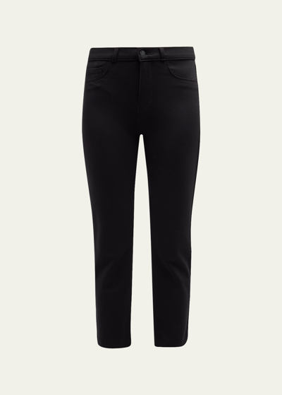 Shop L Agence Alexia High Rise Cropped Cigarette Jeans In Black