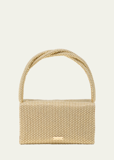 Shop Cult Gaia Sienna Mini Studded Top-handle Bag In Shiny Brass