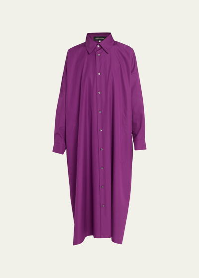 Shop Eskandar Wide A-line Shirt Dress With Collar In Darkfuchsia