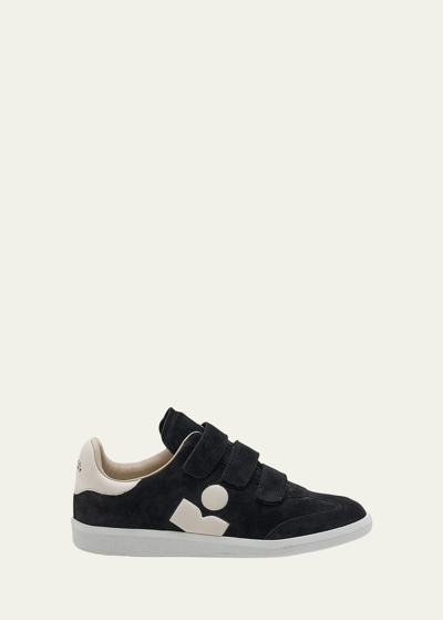 Shop Isabel Marant Beth Mixed Leather Triple-grip Sneakers In Faded Black