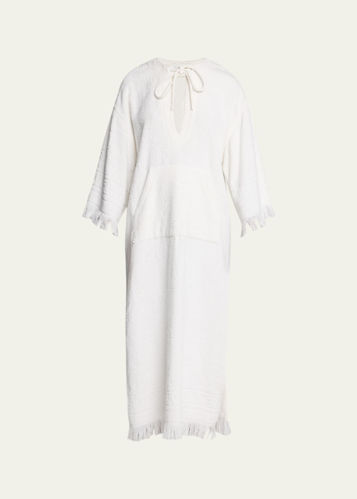 Shop Zimmermann Alight Palm Tree Toweling Midi Dress In Ivory