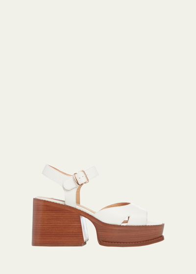 Shop Gabriela Hearst Zuri Leather Ankle-strap Platform Sandals In Cream
