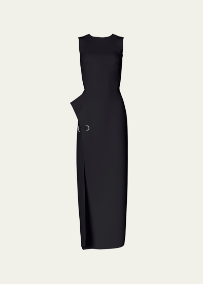 Shop Maticevski Mannerism Structured Thigh-slit Sleeveless Ankle Dress In Black