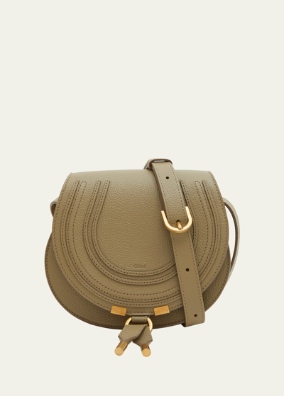Shop Chloé Marcie Small Crossbody Bag In Grained Leather In Pottery Green