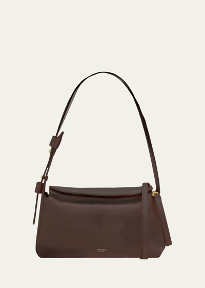 Shop Oroton Caroline Small Leather Shoulder Bag In Bear Brown