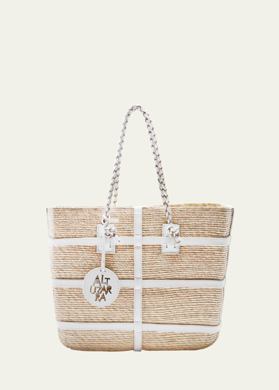 Shop Altuzarra Watermill Caged Straw Tote Bag In 000289 Naturalwhi