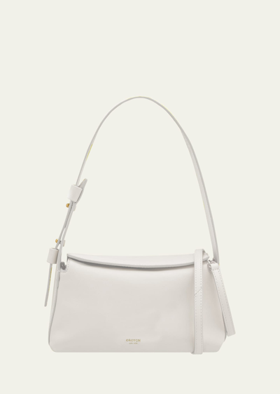 Shop Oroton Caroline Small Leather Shoulder Bag In Paper White