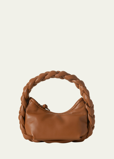 Shop Hereu Espiga Mini Braided Leather Shoulder Bag In Tan