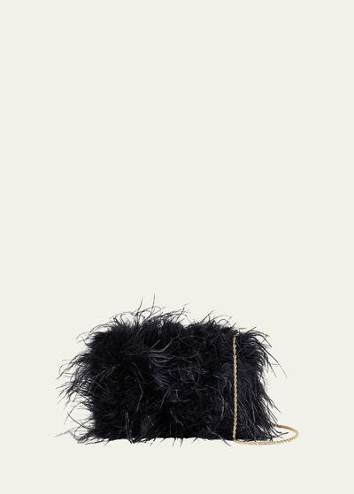 Shop Loeffler Randall Zahara Feather Clutch Bag In Black