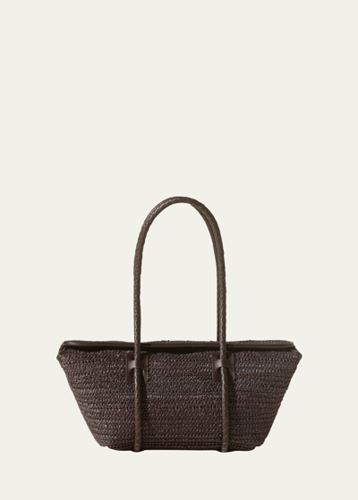 Shop Hereu Forna Raffia Shoulder Bag In Dark Brown