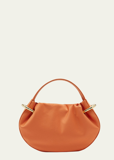 Shop Ulla Johnson Tilda Mini Ruched Top-handle Bag In Henna