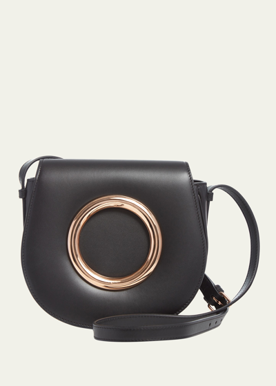 Shop Gabriela Hearst Ring Flap Leather Crossbody Bag In Black