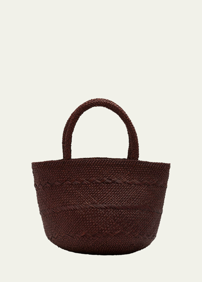 Shop Ulla Johnson Marta Small Basket Leather Tote Bag In Chocolate