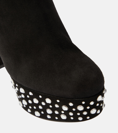 Gianvito Rossi Ankle Boots Crystal Holly Aus Veloursleder In Black