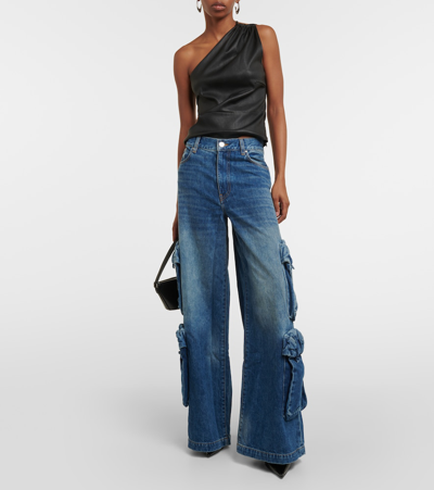 高腰工装牛仔裤