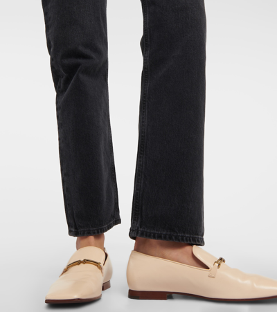 Shop Agolde Parker Long Mid-rise Straight Jeans In Black