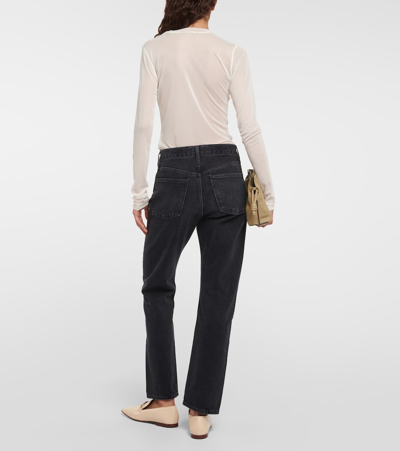 Agolde Nico Stretch High Rise Slim Fit Jeans In Black