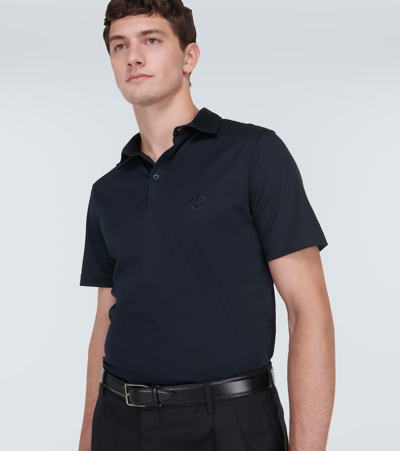 Shop Giorgio Armani Cotton Polo Shirt In Blue