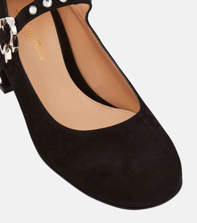Gianvito Rossi Pumps Crystal Mary Ribbon 45 Aus Veloursleder In Black