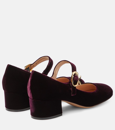 Gianvito Rossi Suede Block-heel Mary Jane Pumps In Purple