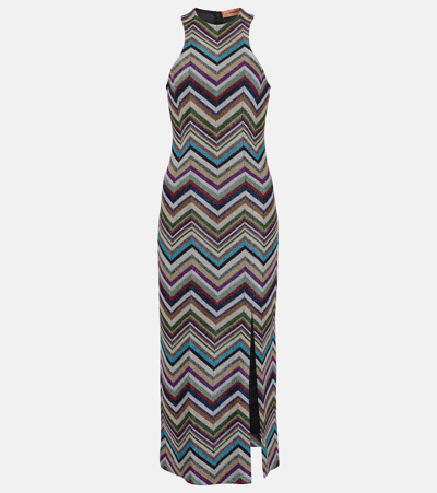 Shop Missoni Zig Zag Wool-blend Midi Dress In Multicoloured