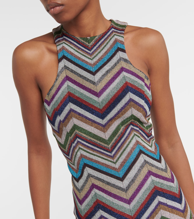 Shop Missoni Zig Zag Wool-blend Midi Dress In Multicoloured