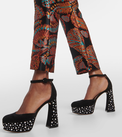 Gianvito Rossi Plateau-pumps Crystal Holly Aus Veloursleder In Black