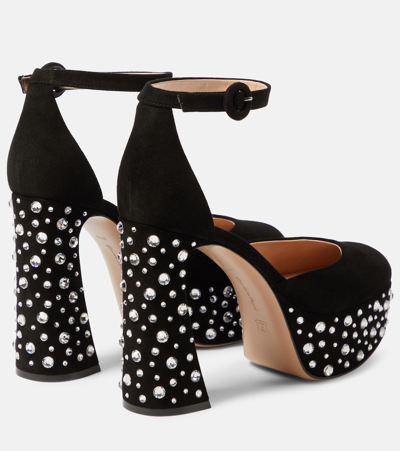 Gianvito Rossi Plateau-pumps Crystal Holly Aus Veloursleder In Black