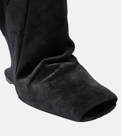 Shop Rick Owens Cantilever Velvet Over-the-knee Boots In Black