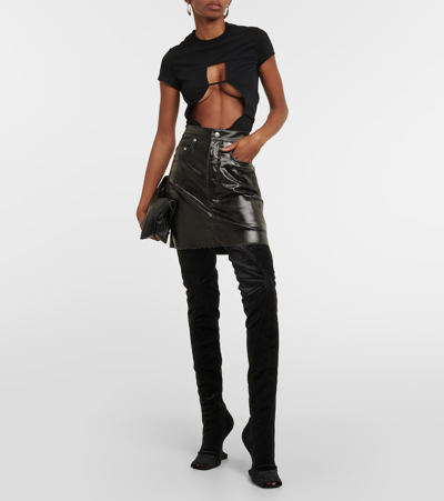Rick Owens Cantilever Velvet Over-the-knee Boots In Black