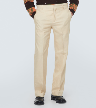 Shop Wales Bonner Paris High-rise Straight Pants In White