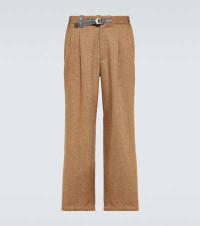 Shop And Wander Re Wool Tweed Wide-leg Pants In Beige
