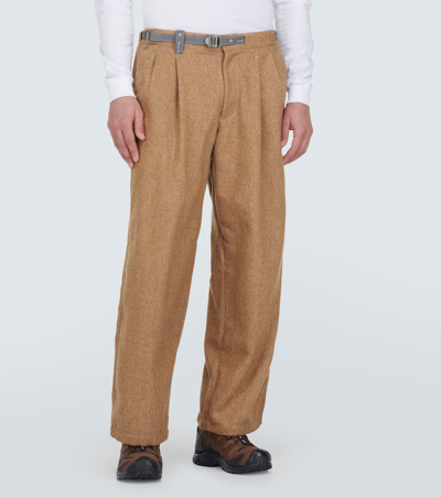 Shop And Wander Re Wool Tweed Wide-leg Pants In Beige