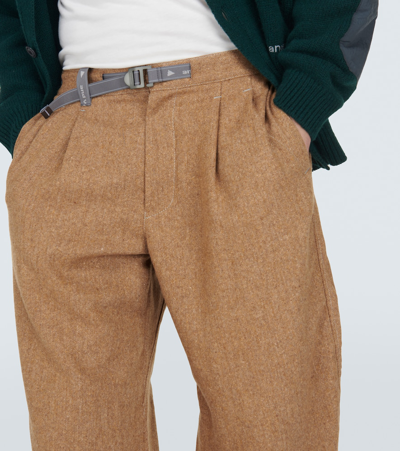 And Wander Weite Hose Re Wool Aus Tweed In Beige