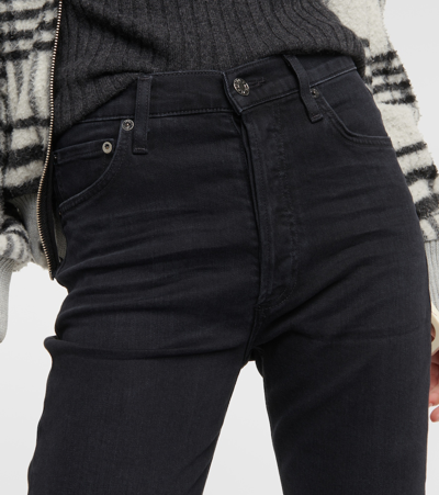 Agolde Nico High Waist Slim Cotton Jeans In Black
