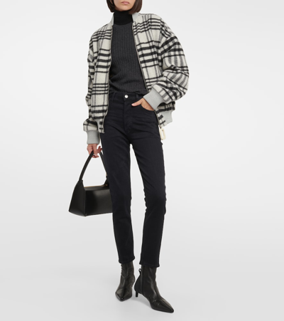 Agolde Nico High Waist Slim Cotton Jeans In Black