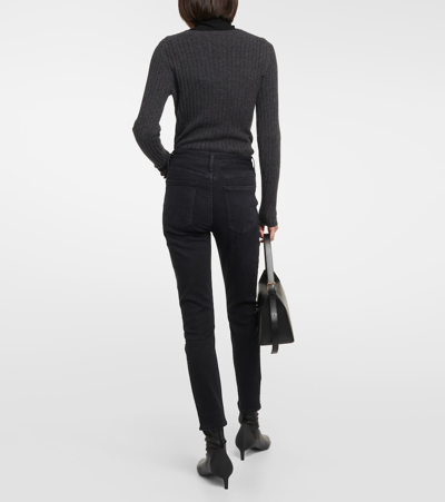 Shop Agolde Nico High-rise Slim Jeans In Black