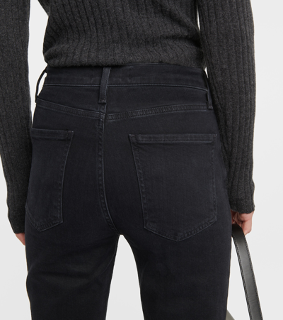 Shop Agolde Nico High-rise Slim Jeans In Black